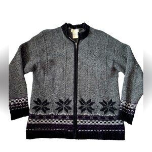 Mac & Jac Cardigan Fair isle 100% wool sweater